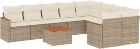 vidaXL Set canapele de grădină cu perne, 10 piese, bej, poliratan