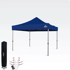 Foișor de grădină pliabil 3x3 m | Protecție UV/PVC premium | Construcție robustă BRIMO | Montaj rapid fără scule - fără pereți - Albastru