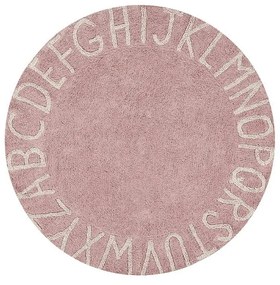 Covor pentru copii roz deschis lavabil/țesut manual din bumbac ø150 cm ABC Vintage Nude – Lorena Canals