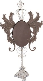 Oglinda alba, de masa, din metal, cu aspect vintage, 37x14x68 cm