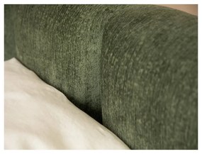 Pat matrimonial verde tapițat cu spațiu de depozitare cu somieră 160x200 cm Lupine – Micadoni Home