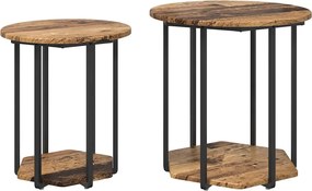 vidaXL Set măsuțe laterale cu raft 2 pcs Maro