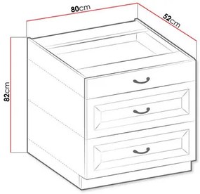 Dulap inferior de bucătărie cu sertare Vintageline 80 D 3S BB (Alb) . 1103343