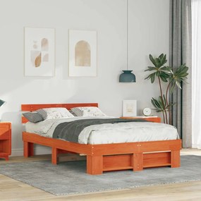 vidaXL Cadru de pat Maro ceruit 120 x 190 cm Lemn de brad solid
