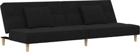 vidaXL Canapea extensibilă cu 2 locuri, 2 perne, negru, textil
