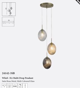 Lustra cu 3 pendule sticla colorata Whirl