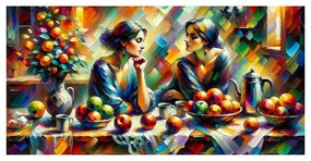 Tablou două femei cu mere
