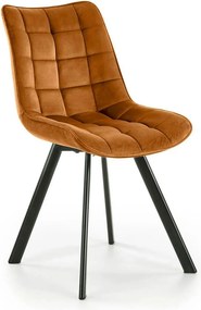 Scaun tapitat stofa K332, caramiziu/negru, catifea/metal, 46x61x84 cm