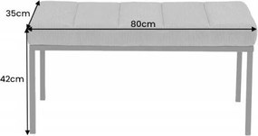 Bancheta tapitata design modern Boutique 80cm, gri deschis