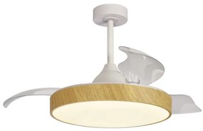 Lustra LED CCT cu ventilator si telecomanda ALASKA aspect lemn MA-8753