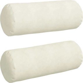 vidaXL Perne Bolster 2 pcs Crem Ø 25 x 70 cm Țesătură din corduroy