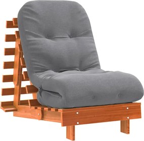 vidaXL Canapea futon cu saltea, maro, 60x206x11 cm, lemn masiv de pin