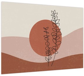 Tablou pe sticlă - Boho frunze N⁰1 (70x50 cm)