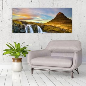 Tablou cu munții și cascade pe Islanda (120x50 cm), în 40 de alte dimensiuni noi