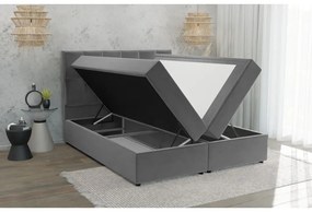 Pat boxspring gri cu spațiu de depozitare 200x200 cm Flip – Ropez