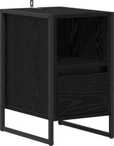 vidaXL Noptieră cu sertar Stejar Negru 39,5 x 30 x 50 cm Lemn compozit