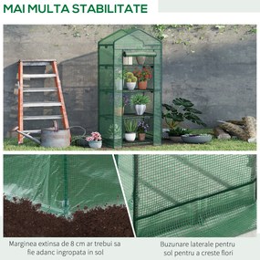 Outsunny Sera de Gradina pentru plante, fructe, legume cu 4 Rafturi din Metal, gradinarit 69x49x158cm, Verde | Aosom Ro
