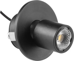 Spot LED încastrat Point Mini GTV pentru mobilier, reglabil, lumină neutră, 0,5W, 12V, IP20, negru 0.5 W, 12 V, Negru, 2 m, Alb neutru