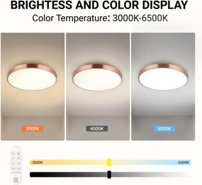 Immax NEO 07322L-LED plafonieră cu reglaj al luminozității NEO LITE SEMPLICI 60W/230V Ø60 cm, finisaj cupru + telecomandă