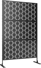 Outsunny Panou paravan decorativ de exterior cu model geometric decupat din metal - 122 x 45 x 198 cm, negru | Aosom Romania