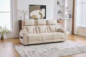 Canapea 3 locuri cu 2 reclinere electrice, masuta, USB-C, suport pahare, lumini de citire, lumini LED, Torven 216x96cm