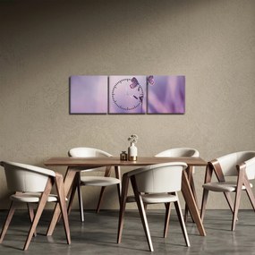 Tablou - Fluturi mov (cu ceas) (90x30 cm)