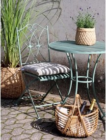 Set bistro pentru exterior din metal verde antichizat cu masă și 2 scaune, „Antique Verte”