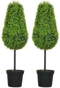 HOMCOM 2 bucăți Plante Artificiale de Buchet 90cm Plante Artificiale în formă de lacrimă, Plante Artificiale din Plastic în ghiveci pentru Decorare Modernă | Aosom Romania