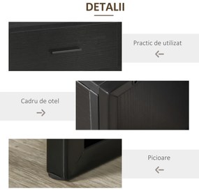 Noptiere Elegante Set 2 Bucăți HOMCOM Negre cu Sertar și Raft pentru Depozitare în Dormitor 45x40x60cm | Aosom Romania