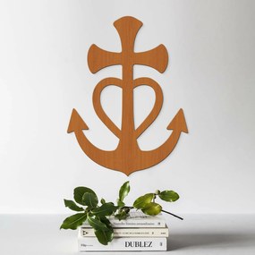 DUBLEZ | Decorațiune din lemn pentru perete  - Simbol inimă, ancoră, cruce