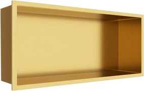 Raft incastrat dreptunghiular Balneo Wall-Box One cu rama 45x20x10 cm auriu lucios