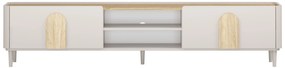 Comodă TV Amilio 220 cm cu sertar - cashmere / stejar uleiat / mânere stejar deschis