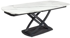 Masa extensibila cu design prin rotire Inception 130-190cm alb marmorat