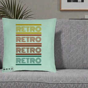 Perna Decorativa RETRO Text Multicolor, 40x40 cm, Verde Menta, Husa Detasabila, Perna Inclusa, BEKZ®