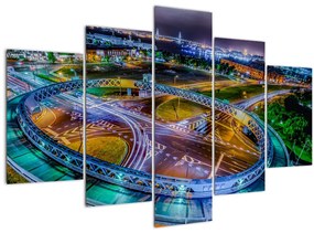 Tablou panorama orașului nocturn (150x105 cm)