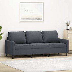 vidaXL Canapea cu 3 locuri, gri închis, 180 cm, material catifea