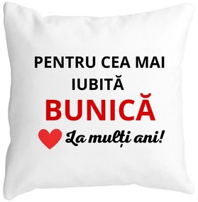 Perna Decorativa pentru Bunica 16, 40x40 cm, Alba, Mata, Husa Detasabila, Burduf