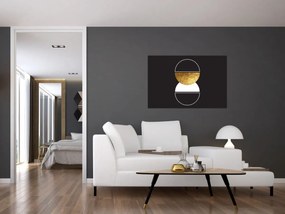 Tablou - Abstracție de aur și negru N⁰2 (90x60 cm)