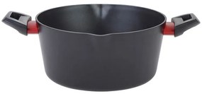 Cratiță Luigi Ferrero Rosso FR-2411, 24x11.5 cm, 4.1 l, Acoperire antiaderentă, Capac din sticlă cu gaură pentru abur, Inducție, Negru