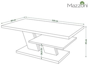 Mazzoni CLIFF Negru Luciu/Stejar Craft Auriu - MĂSUȚĂ DE CAFEA MODERNĂ