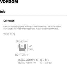 Ghiveci plante, flori design decorativ modern pentru amenajari interioare si exterioare, BLOW PLANTER 55017R Vondom