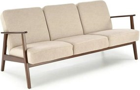 Canapea MILANO 3S, bej - Castel 15, stofa catifelata/lemn, 175x77x77 c