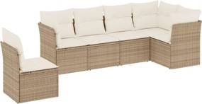 vidaXL Set canapele de grădină cu perne, 6 piese, bej, poliratan