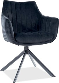 Scaun living rotativ AZALIA, negru, stofa catifelata/metal, 61x44x86 c