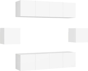 vidaXL Set dulapuri TV, 6 piese, alb, lemn prelucrat