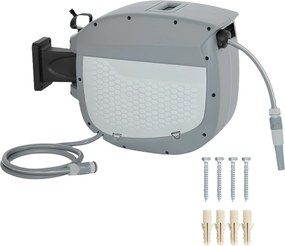 Outsunny Tambur furtun cu furtun de grădină 30 m, cutie pivotantă 180° cu înfășurare automată și blocare | Aosom Romania