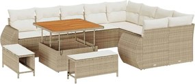 vidaXL Set de canapele pentru grădină cu pernă 12 pcs bej și crem