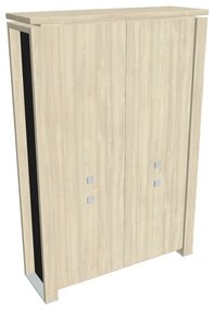 Dulap înalt Verno+ S 140 x 46 x 210 cm, divizat, salcâm / negru