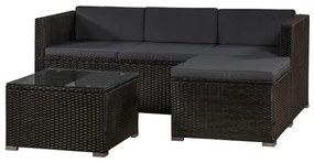 Jusky Set ratan de gradina Punta Cana L - perne negre/antracit