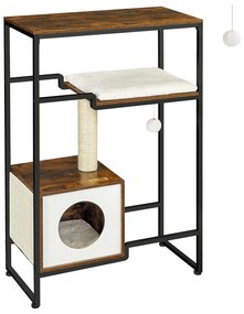 Stalp de zgârierat pentru pisici 2 in 1 vintage-maro | FEANDREA